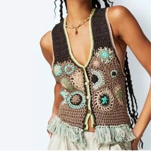 Free People - Desert Rose Crochet Vest